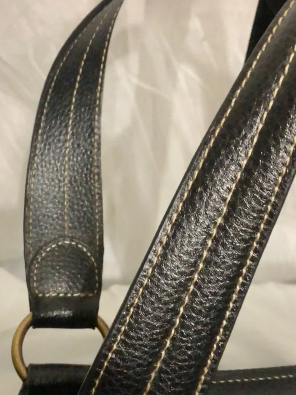 Classic Black Tote Bag with Top  Stitching